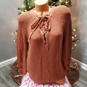 One Star heavy knit tie sweater size L EUC